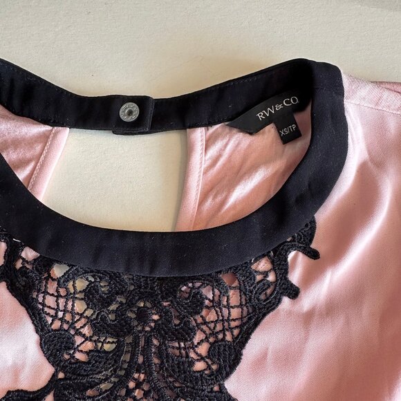 RW&Co Black Lace and Baby Pink Blouse - Picture 2 of 4